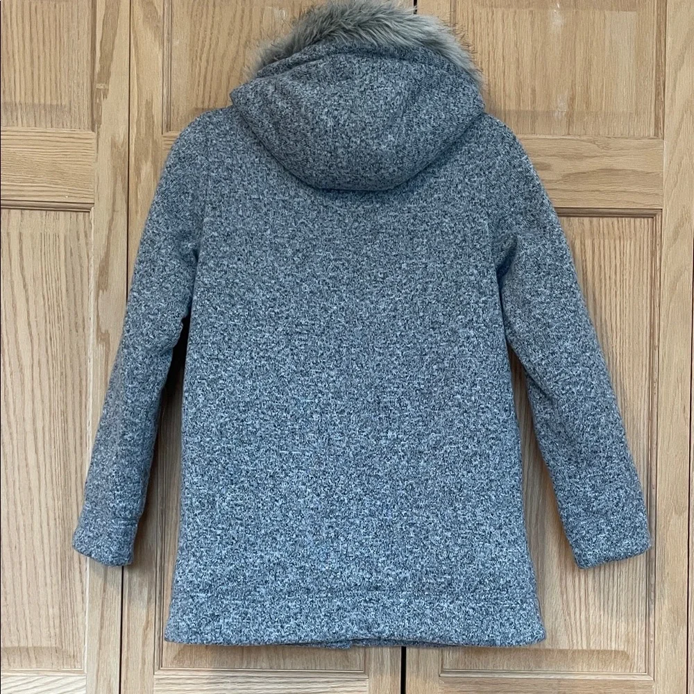 Old Navy Gray Jacket Girls Hooded Coat Faux Fur Zipper size 14